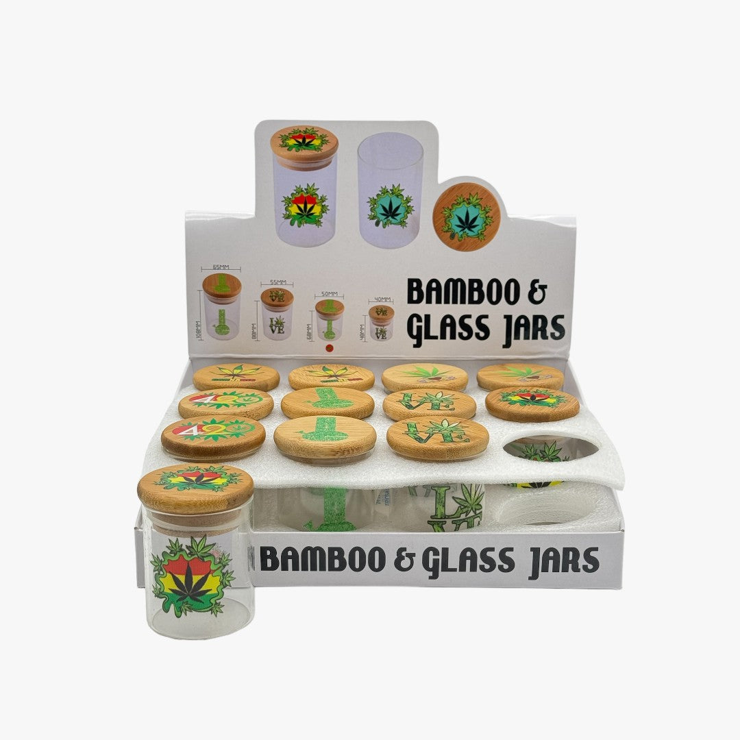 BAMBOO GLASS JARS