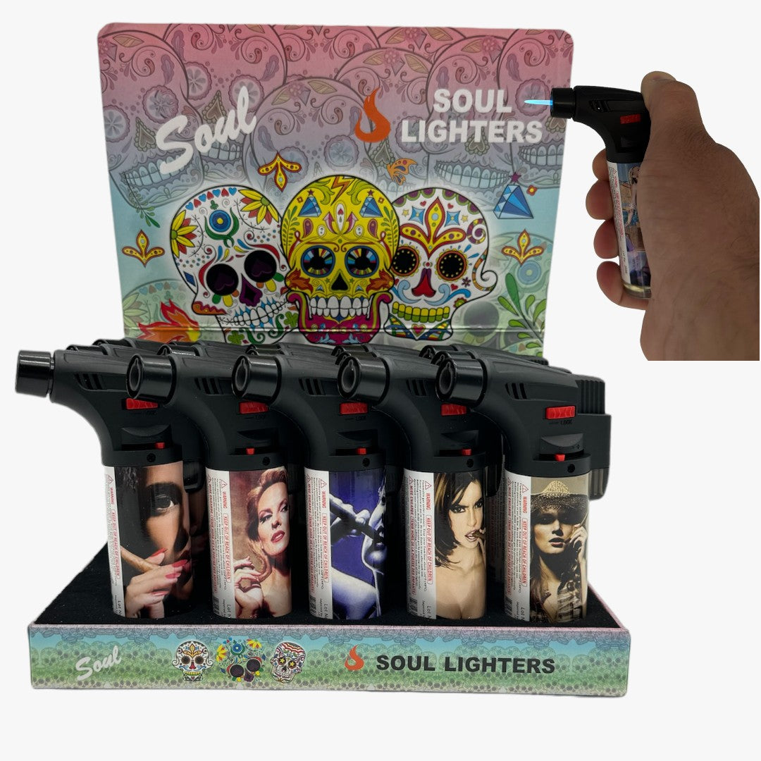 CLASSIC LIGHTERS SINGLE FLAME ROUND CIGAR GIRL