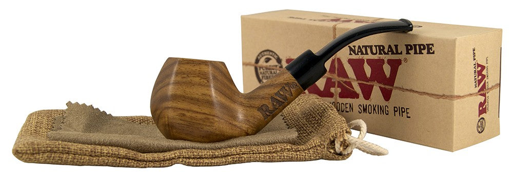 RAW BUBINGA WOOD WOODEN PIPE W CLOTH BAG